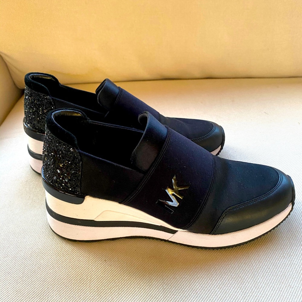 Michael Kors wedge tennis shoes -black, white